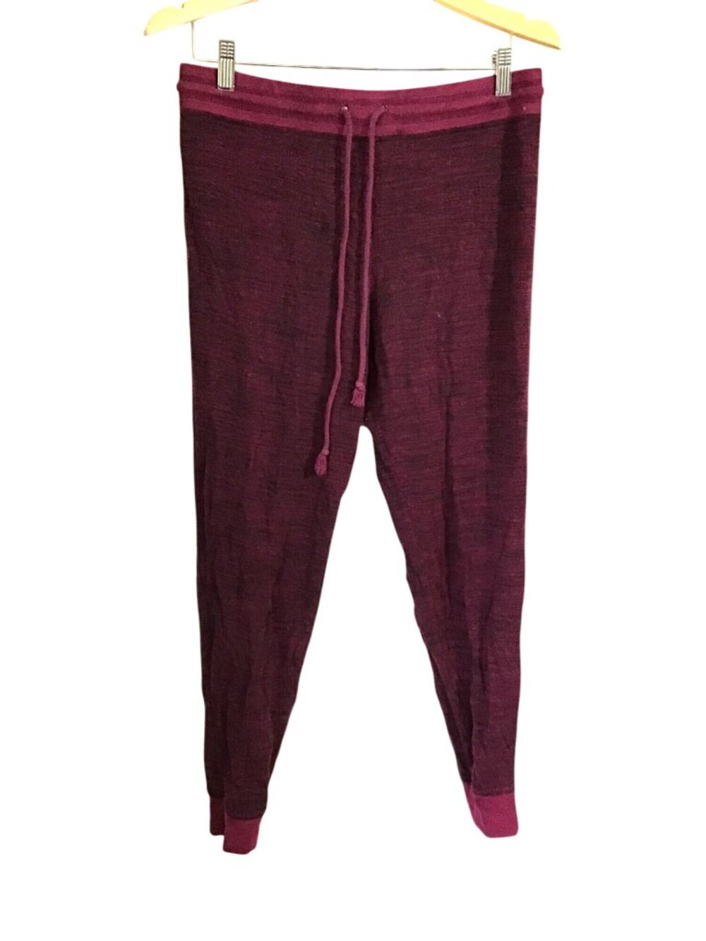 FELINA WOMENS BURGUNDY ELASTIC WAIST TAPPER LEG PAJAMA BOTTOM PANTS SIZE MEDIUM